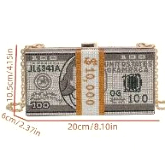 Bling Rhinestone Money Clutch/Purse (w/ Detachable Chain Strap) - Picture 14 of 14